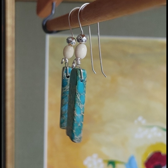 Hand Crafted Turquoise Dangle Earrings - Picture 5 of 9